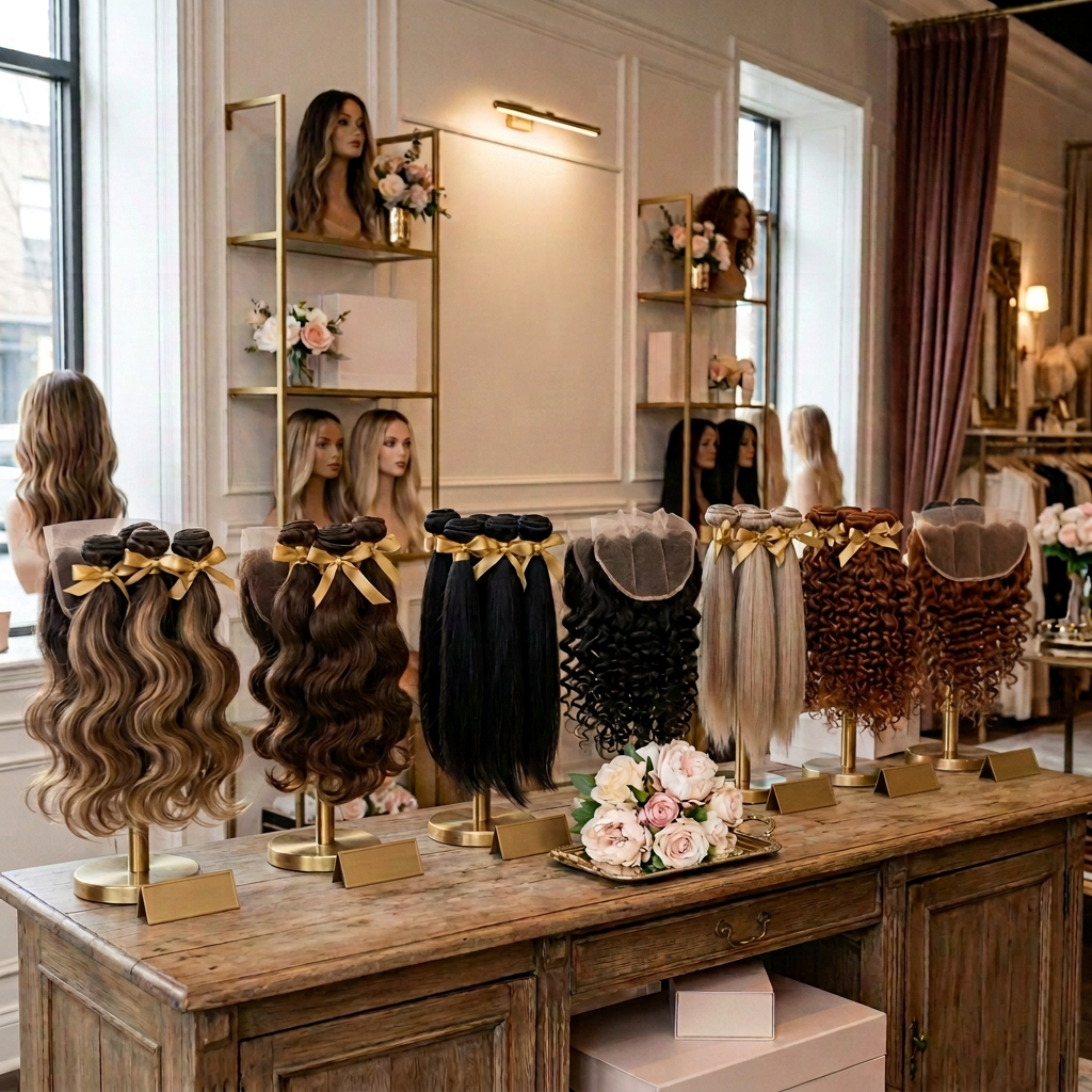 More feminine human lace hair collection display More feminine human lace hair collection display